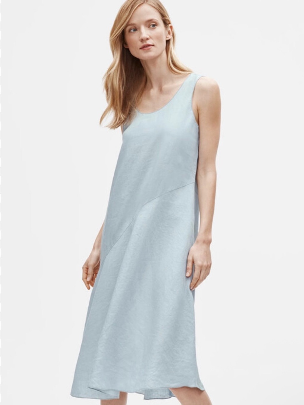 Eileen Fisher Womens Handkerchief Organic Linen Dress Sz L New Resort Wear